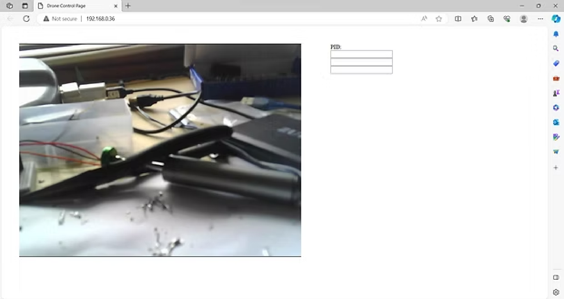 ESP32-hosted control page concept (camera feed + tuning controls).