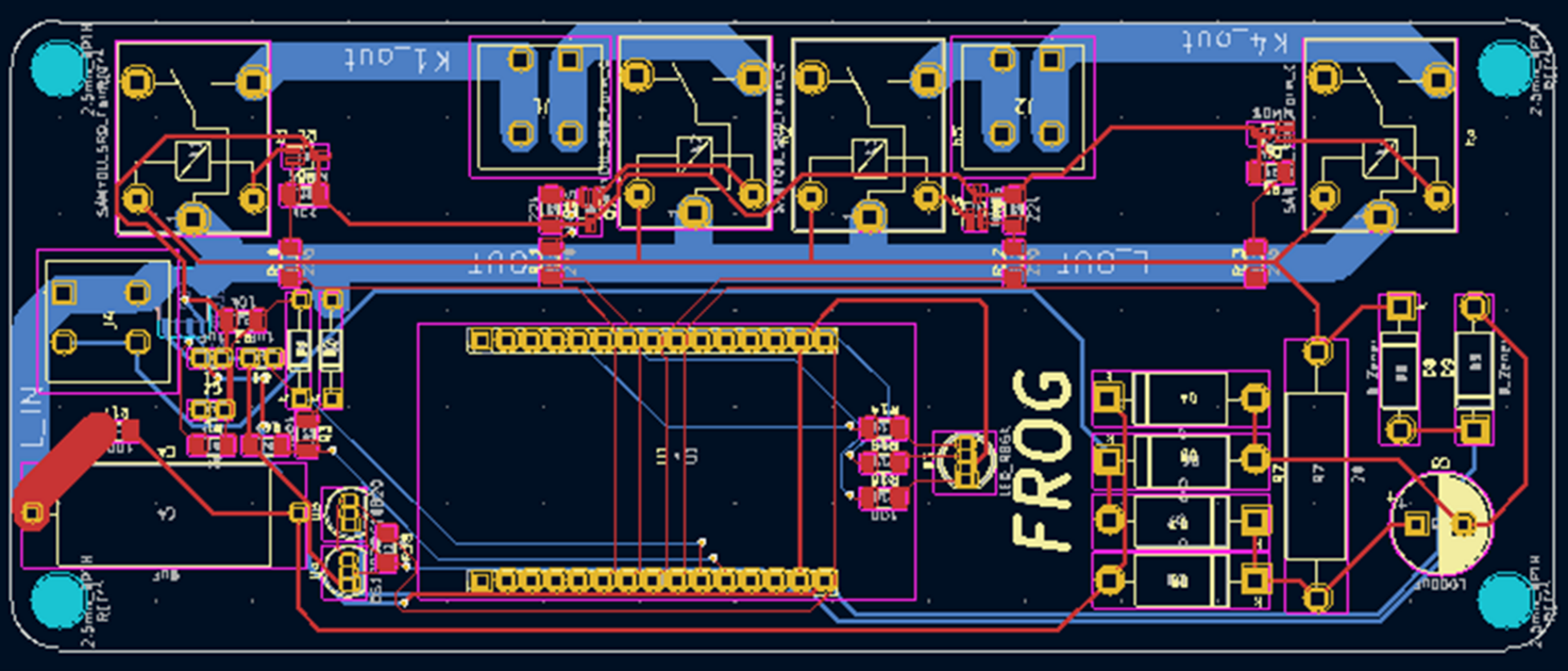 PCB layout (KiCad) for the FROG controller.